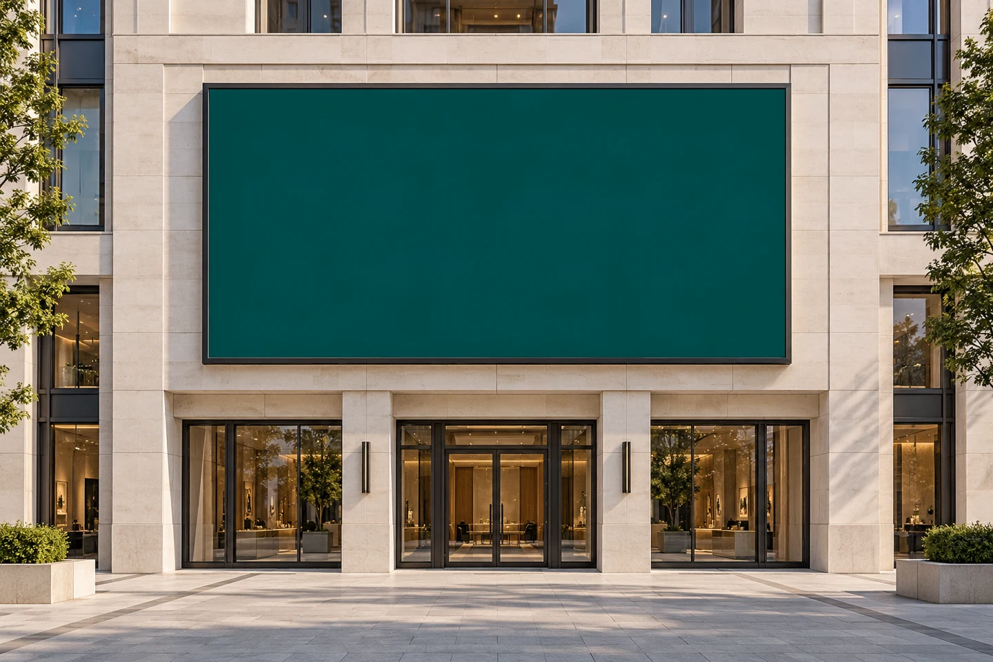 Building billboard displaying a reel of product and presenter advertisements
